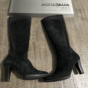 Aquatalia By Marvin K Heel Boots Women’s Size 9 Black Suede